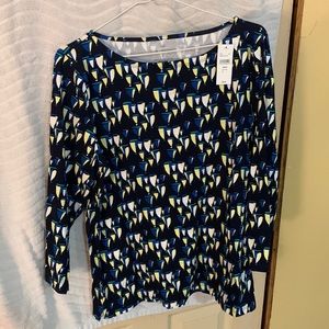 🆕 TALBOTS - SAILBOAT SHIRT WITH QUATER SLEEVES 95% COTTON 5% SPANDEX (L)